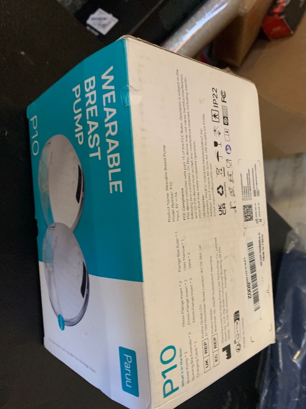 Photo 1 of Paruu P10 Hands Free Breast Pump Wearable, 338mmHg Strong Suction, Low Noise, 4 Modes & 9 Levels, Electric Breast Pump Portable, Smart Display, 19/21/24/28mm Insert/Flange, 2 Pack (White)