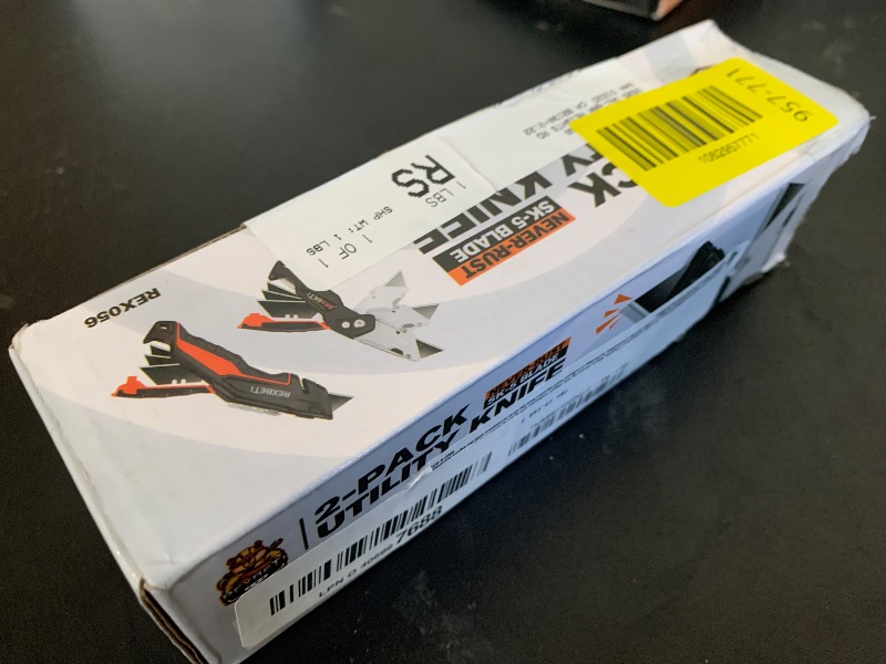 Photo 1 of REXBETI 2-Pack Utility Knife, SK5 Heavy Duty Retractable Box Cutter for Cartons, Cardboard and Boxes, Blade Storage Design, Extra 10 Blades Included?Total 18 Blades?