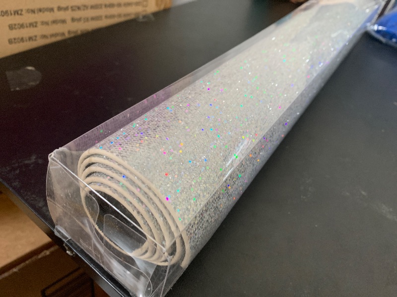 Photo 1 of Large Silver Glitter Mouse Pad for Women - Diamond Bling Desk Accessory, Non-Slip Rubber Base, Large Gaming Mousepad for Laptop, 15.7x31.5 inch