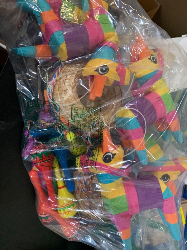 Photo 1 of Hungdao 24 Pcs Mexican Fiesta Decorations Includes Mini Donkey Pinata Wooden Fiesta Maracas Mini Sombrero Hats Cinco De Mayo Decorations for Birthday Party Supplies(Delicate)