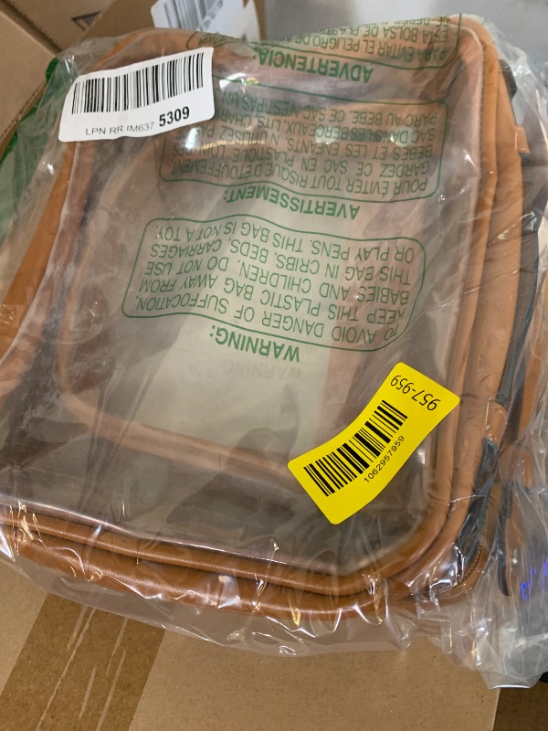 Photo 1 of SANHECUN traveling toiletry Case large clear cosmetics case makeup bag Dimensions | LxWxH:10” x 4.5” x 7.5”(Brown, Medium)