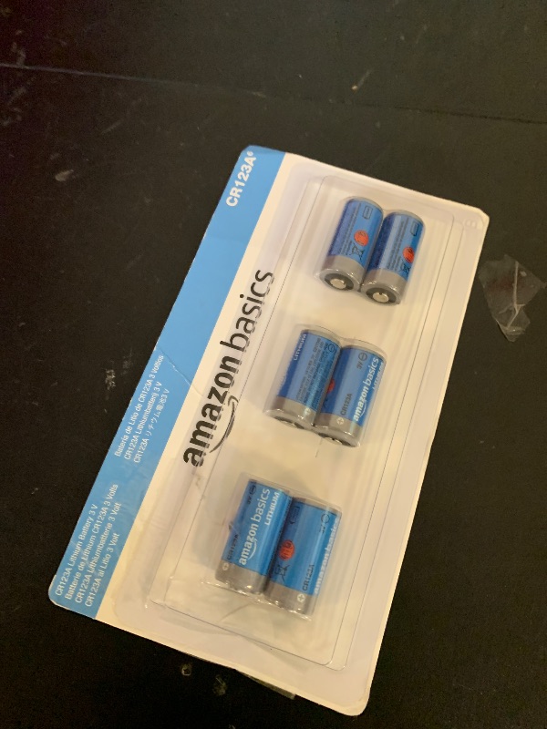 Photo 1 of Amazon Basics 6-Pack Non-Rechargeable CR123A Lithium Batteries, 3 Volt, Up to 10-Year Shelf Life