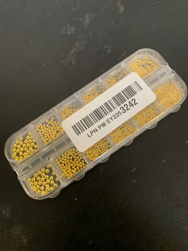 Photo 1 of 0.8mm Mini Small Nail Beads Stainless Steel Beads Nail Chain Charms Nails Art Decorations Gun Grey Nail Studs Gold Caviar Nail Charms DIY Tool Nail Studs Accessories Cold Nail Gems (Gold)