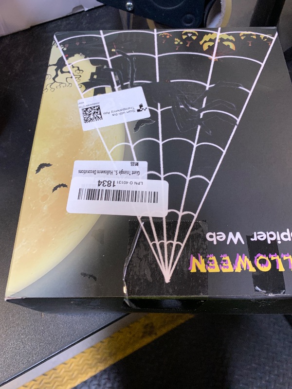Photo 1 of Halloween Decorations Spider Web Set, 200 "*188" Triangle Giant Spider Web & Realistic 59" Large Black Hairy Scary Spider for Indoor Outdoor Porch Yard,Scary Haunted House Décor,Halloween Party Props
