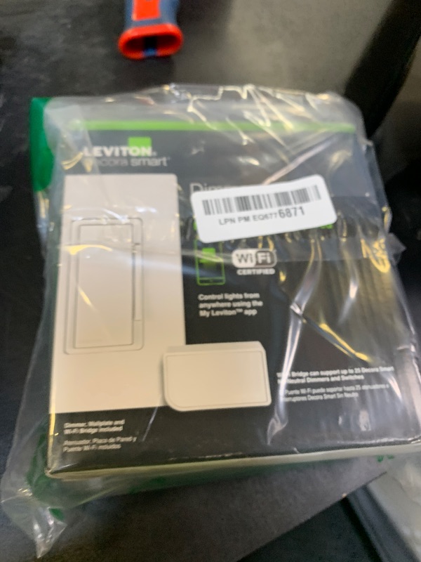 Photo 1 of Leviton Decora Smart No-Neutral Dimmer & Wi-Fi Bridge Kit for Older Homes Without a Neutral Wire (Works with My Leviton App for controlling light), DNKIT-1RW