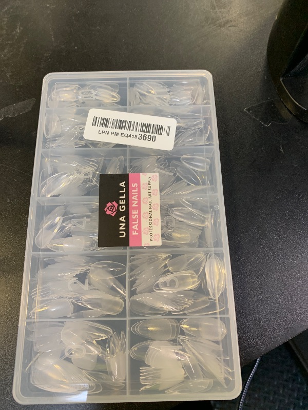 Photo 1 of UNA GELLA Almond Nail Tips 216pcs Medium Almond Press on Nails Pre-shape Gel Fake Nails for Full Cover Acrylic French False Nails For Nail Extension, DIY Salon 12 Sizes Gelly Tips