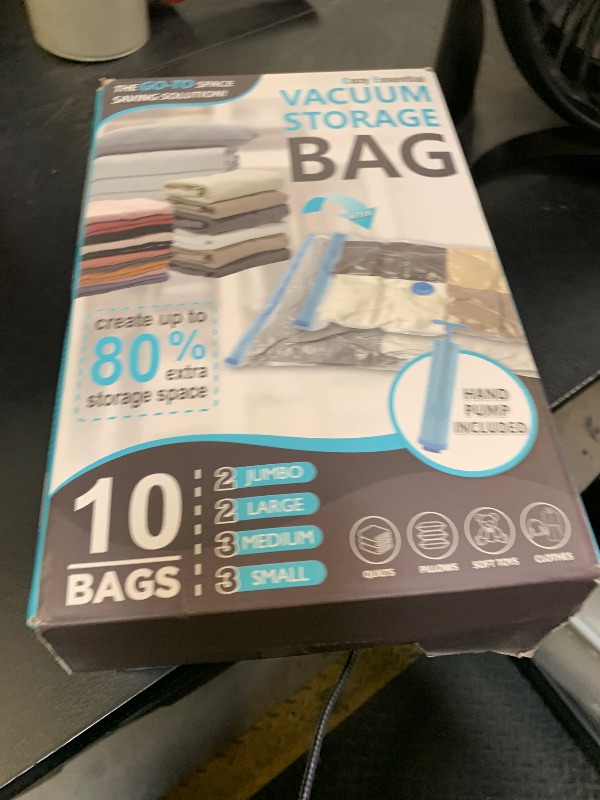 Photo 1 of 10 Pack Vacuum Storage Bags, Space Saver Bags (2 Jumbo/2 Large/3 Medium/3 Small) Compression Storage Bags for Comforters and Blankets, Vacuum Sealer Bags for Clothes Storage, Hand Pump Included