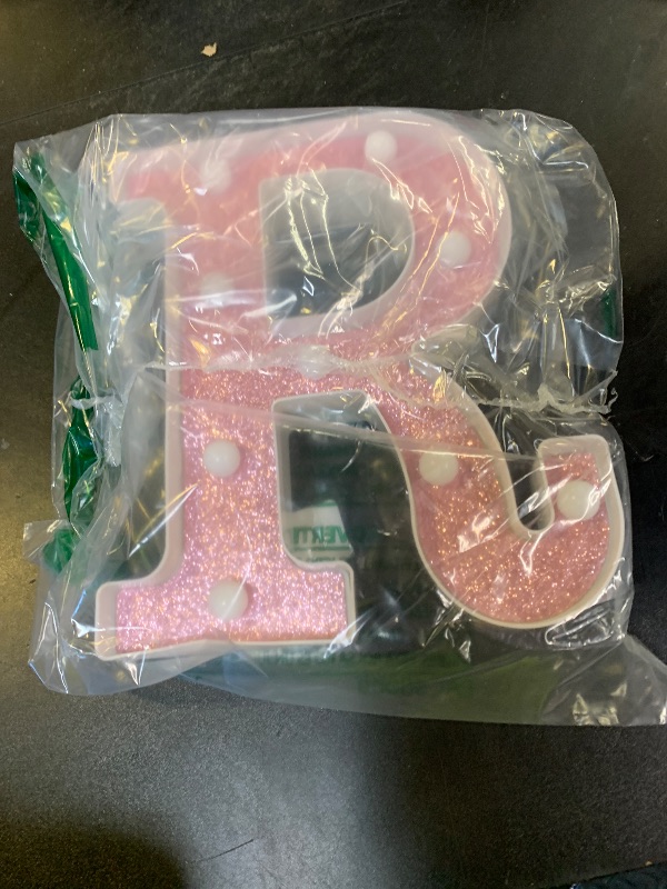 Photo 1 of Small Led Marquee Letters, Light Up Letters, 8.58 Inch Led Letter Lights, Battery Powered Lighted Sign for Table, Party, Birthday, Christmas Decor (Pink Glitter, Letter R)