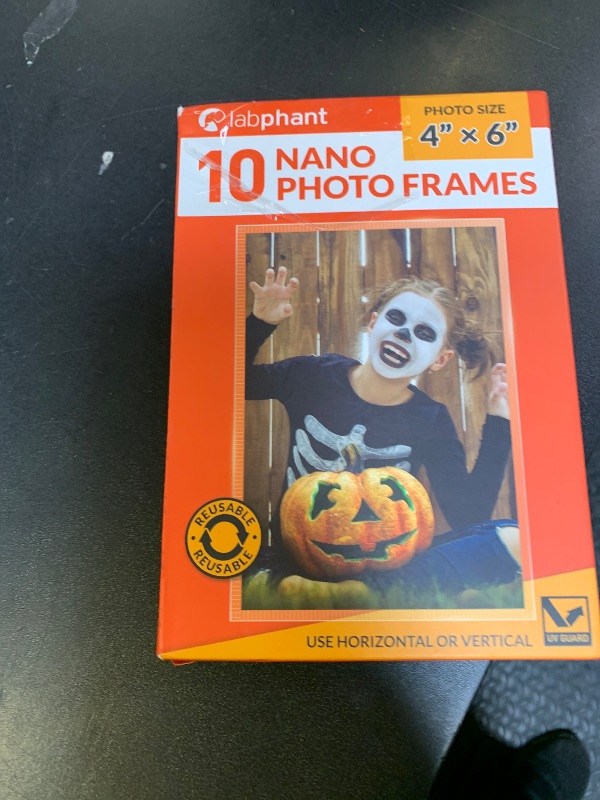 Photo 1 of 10 PCS Nano Adhesive Transparent Photo Holder Frames - Removable and Reusable Clear Picture Frame for Displaying Treasured Memories - 4 x 6 Inch Multipurpose Photo Sleeves with Strong Sticky Backing