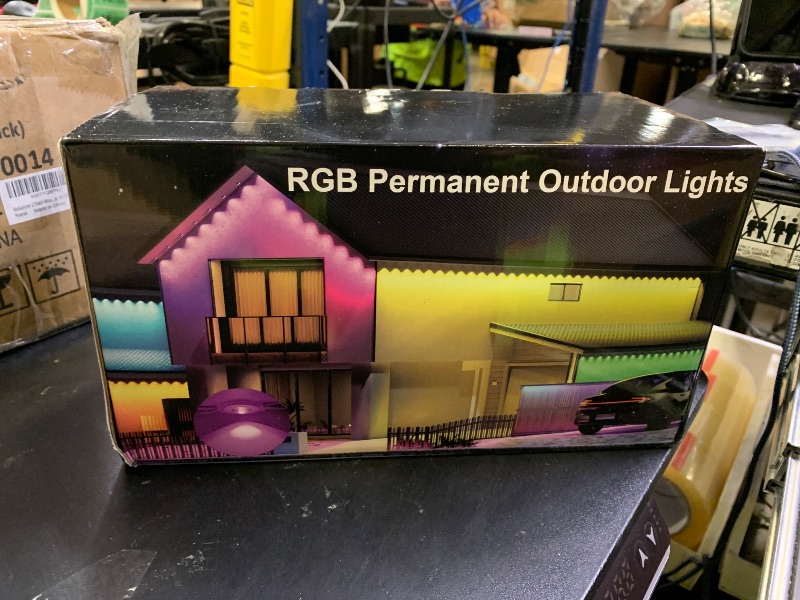 Photo 1 of Fussion Permanent Outdoor Lights for House, 150ft RGB Halloween House Lights Outdoor with APP Remote Control, IP67 Waterproof Smart Eternity Eaves Lighting for Christmas, Holiday, Party, Daily