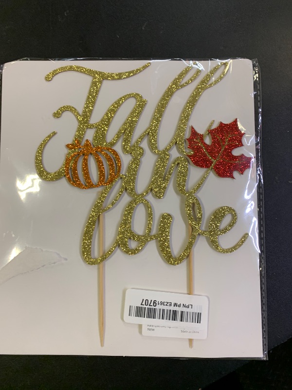 Photo 1 of Fall in Love Cake Topper, Fall Themed Party Supplies, Engagement Cake Decorations, Wedding Anniversary, Bridal Shower Party Decorations