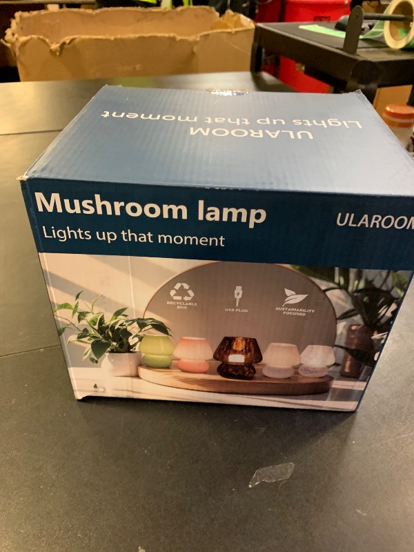 Photo 1 of ULAROOM USB Plug-in Vintage Mushroom Lamp Small Bedside Table Lamp with 3 Temperature LED Bulb,Free Dimming Nights Light for Bedroom/Living Room/Entryway/Corner Decor New Home Gift (Golden Amber)