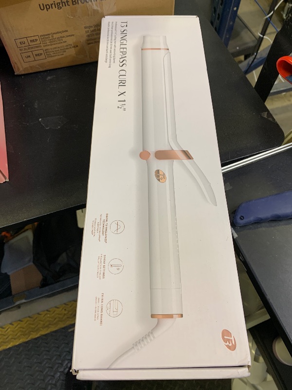 Photo 1 of T3 SinglePass Curl X Extra-Long Barrel Curling Iron with 9 Heat Settings and Ceramic Barrel for Fast Styling and Lasting Results on All Hair Types