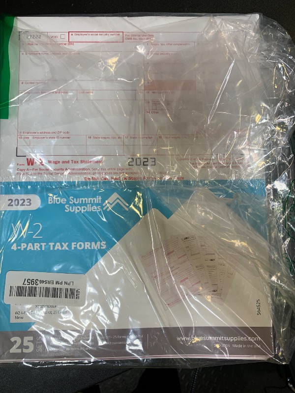 Photo 1 of W2 Forms 2024 Complete Laser W-2 Tax Forms and W-3 Transmittal - Kit for 10 Employees 6-Part W-2 Forms with 10 Self-Seal Envelopes in Value Pack | W-2 Forms 2024