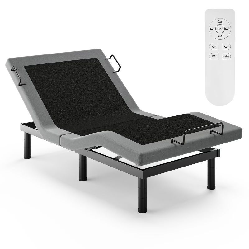 Photo 1 of Cottinch Upgrade Adjustable Bed Frame Metal Bed Base with Remote,Head & Foot Incline,Adjustable Legs,More Stable,Twin
