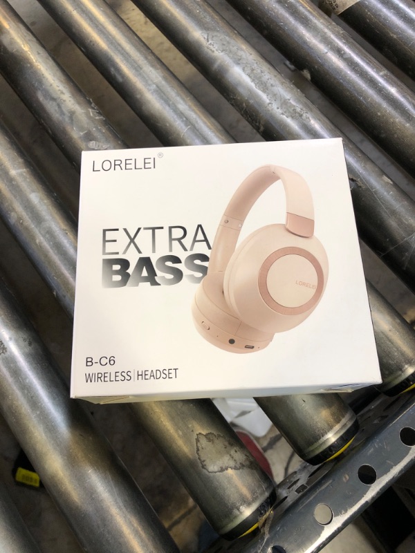 Photo 1 of LORELEI B-C6 Wireless Over Ear Headphones, 50H Playtime Foldable Lightweight Bluetooth Headsets, Deep Bass, Built-in Microphone, Memory Foam Earmuff, for Travel, Home Office (Beige White)