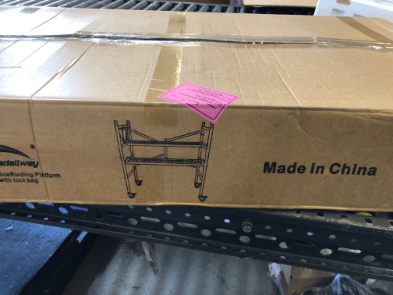 Photo 1 of LEADALLWAY Scaffolding Platform 4 Foot High Mobile Baker Scaffolding 770 LBS Capacity with Locking Wheels and Tool Bag, Red
