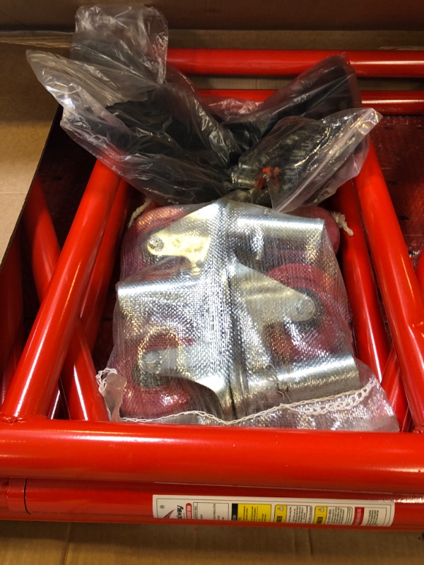 Photo 1 of LEADALLWAY Scaffolding Platform 4 Foot High Mobile Baker Scaffolding 770 LBS Capacity with Locking Wheels and Tool Bag, Red