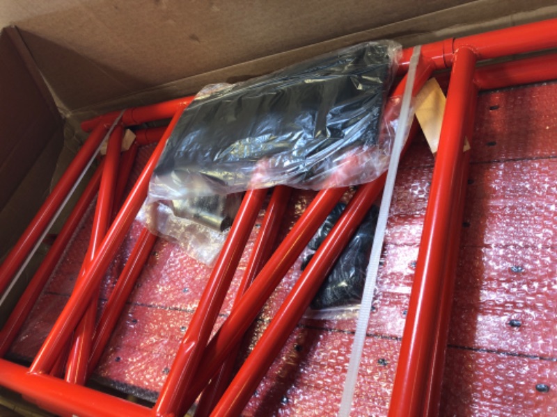 Photo 1 of LEADALLWAY Scaffolding Platform 4 Foot High Mobile Baker Scaffolding 770 LBS Capacity with Locking Wheels and Tool Bag, Red