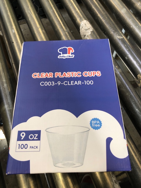 Photo 1 of JOLLY CHEF 9 oz Clear Disposable Plastic Cups, 100 Pack Clear Plastic Cups Tumblers, Heavy-duty Party Glasses, Disposable Cups for Thanksgiving, Halloween, Christmas Party