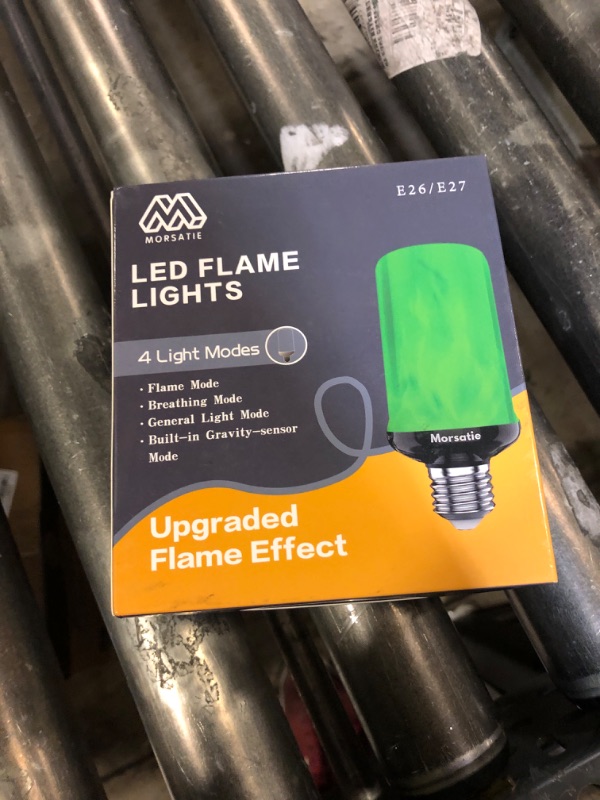 Photo 1 of Morsatie ?Upgraded Flame LED Flame Light Bulbs, 4-Mode Flickering Light Bulbs with Upside Down Effect, E26 Fire Light Bulb for Halloween Christmas Party Porch Patio Indoor Outdoor Decoration, Green