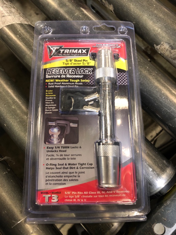 Photo 1 of Trimax Premium 5/8" Dia. X 2-3/4" Span Key Receiver Lock T3, Clam Packaging, Silver