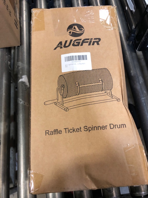 Photo 1 of AugFir Raffle Drum, Heavy Duty Raffle Ticket Spinner Cage with Wooden Silent Design Turning Handle, Thickened Raffle Ticket Box for Lottery Games, Bingo, Raffle Balls