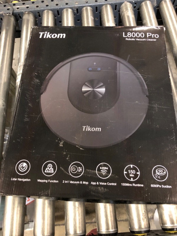 Photo 1 of Tikom Robot Vacuum and Mop Combo, 6000Pa Automatic Robotic Vacuum Cleaner, Smart Mapping, 150 Min Max, Ideal for Pet Hair, Hardfloors, Carpets, Home(L8000 Pro)