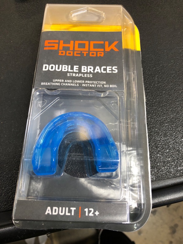Photo 1 of Double Braces Strapless Mouth Guard, Blue, Adult