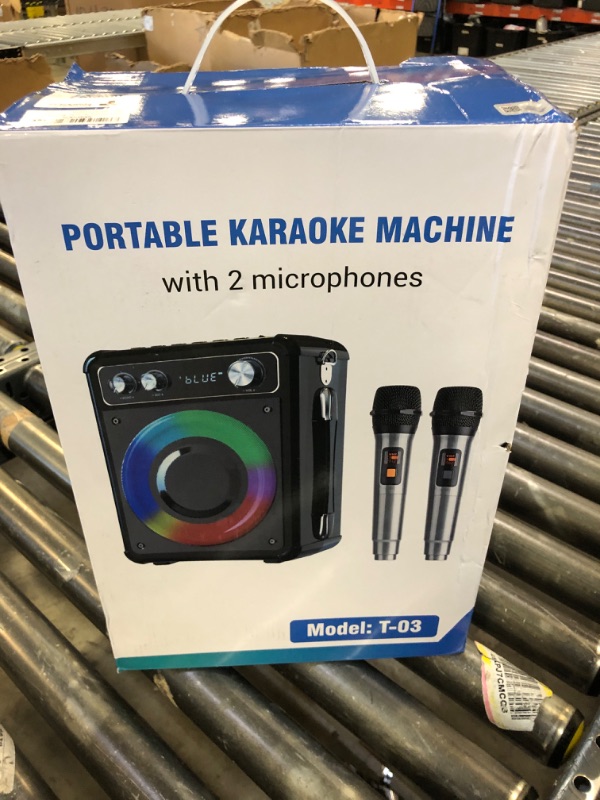 Photo 1 of VOSOCO Karaoke Machine, Portable Bluetooth Karaoke Speaker with 2 Wireless Microphones, PA System for Adults Kids with LED Lights, Supports FM/AUX/USB/TF for Home Party