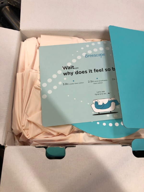 Photo 1 of Breescape Cooling Sheet Set King Size - BlendTek™ Dry & Cool Technology for Hot Sleepers and Night Sweats, Q-Max>0.46 Tech, Deep Pocket Up to 18", 360° Elastic Band, Ivory