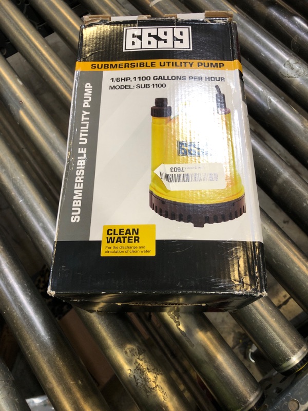 Photo 1 of 6699 1/6HP Portable Utility Pump Submersible Small Backup Sump Pump Draining pump to Remove Water from Flooding House Basement Pool Tankless Heater Flushing Pump with 10-Foot Cord SUB 1100