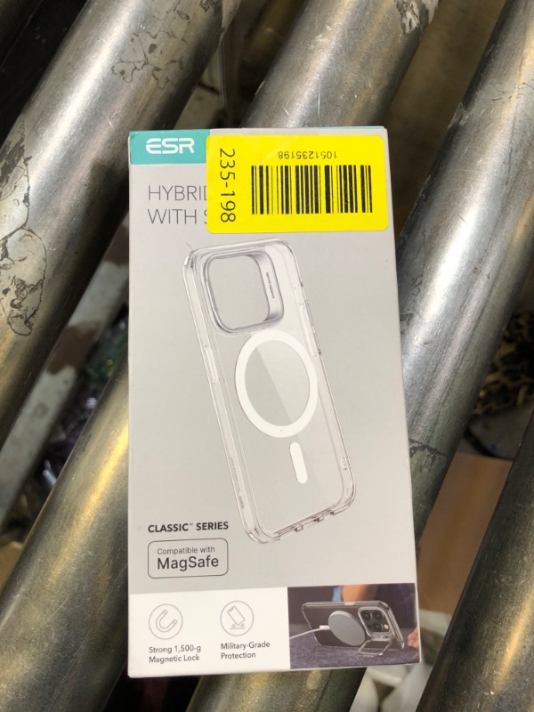 Photo 1 of ESR for iPhone 15 Pro Case, Compatible with MagSafe, Military-Grade Protective Clear Case for iPhone 15 Pro,Built-in Stash Stand Phone Case, Scratch-Resistant Back Cover, Classic Series,Clear