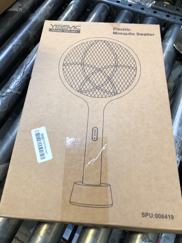 Photo 1 of YISSVIC Electric Fly Swatter 4000V Bug Zapper Racket Dual Modes Mosquito Killer with Purple Mosquito Light Rechargeable for Indoor Home Office Backyard Patio Camping