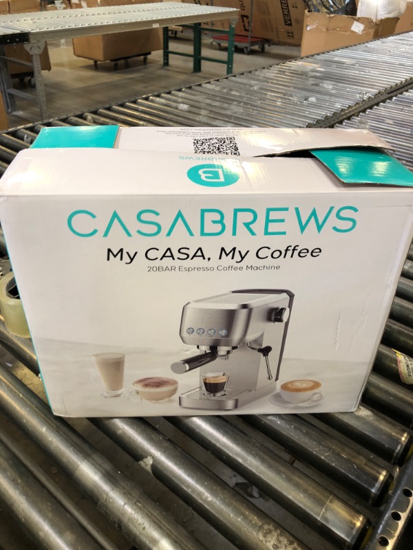 Photo 1 of CASABREWS 3700 Essential Espresso Machine 20 Bar, Stainless Steel Cappuccino & Latte Machine with Steam Frother for Home, 43.9oz Water Tank, Silver