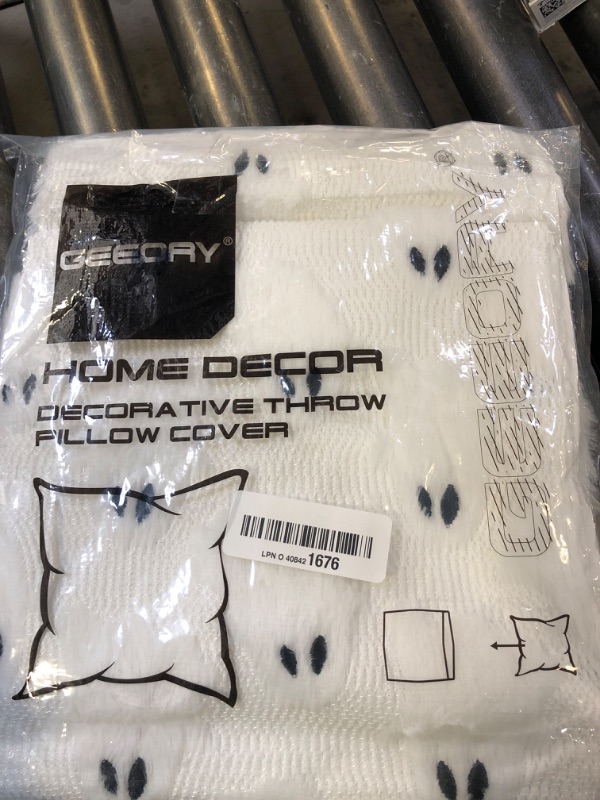 Photo 1 of GEEORY Halloween Ghost Soft Plush Pillow Covers, 20 x 20 Inch Set of 2, Fluffy Faux Fur Wool Decorative Farmhouse Cushion Case for Sofa Home Decoration White GC026-20