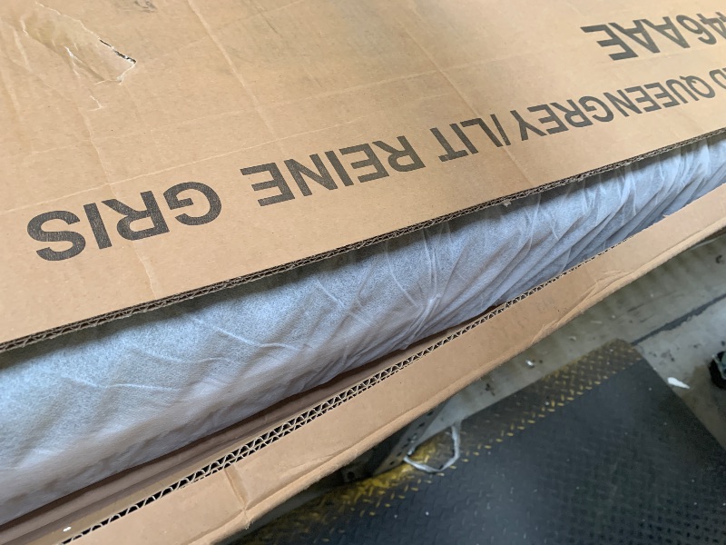 Photo 1 of -ONLY BOX 1 OF 2 MISSING BOX 2 OF 2- Merax Queen Upholstered Plush Velvet Mother and Baby Bed with Cushioned Ground,Bedside Table and Round Stool?Grey