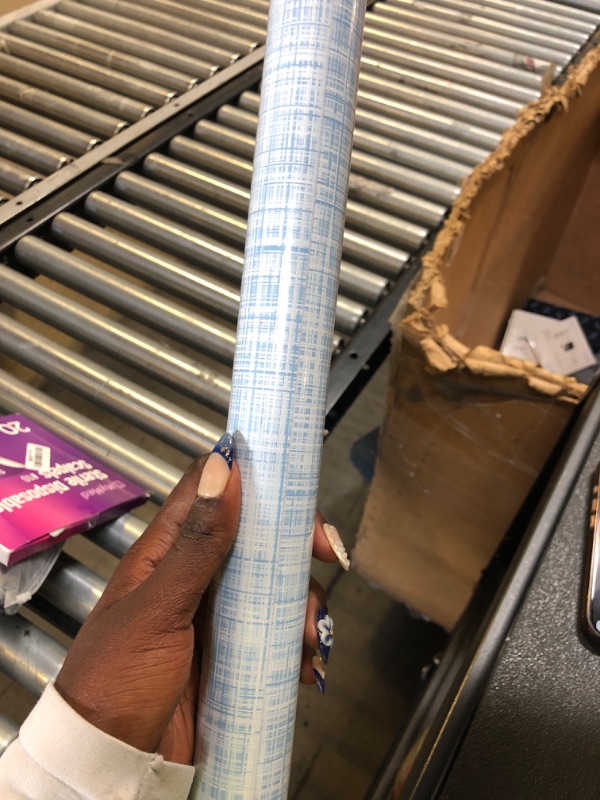 Photo 1 of Qianglive Light Blue Grasscloth Wallpaper Peel and Stick Wallpaper Texture Contact Paper 17.3"x120" Vintage Wallpaper Removable Waterproof Wall Paper for Room Walls Cabinets Furniture Drawers Desk