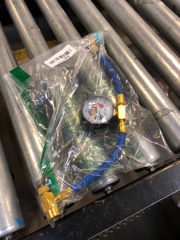 Photo 1 of Ketofa R1234YF Refrigerant Charge Hose Kit, R-1234YF AC Refrigerant Can Hose with Gauge, 1/2 LH Can Opener Tap and R1234YF Low Side Adapter