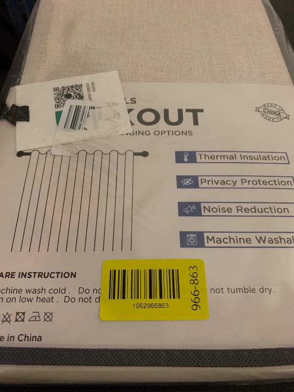 Photo 1 of 100% Blackout Shield Linen Blackout Curtains for Bedroom 96 Inches Long, Back Tab/Rod Pocket Living Room Drapes, Thermal Insulated Blackout Curtains 2 Panels Set, 50" W x 96" L,Cream