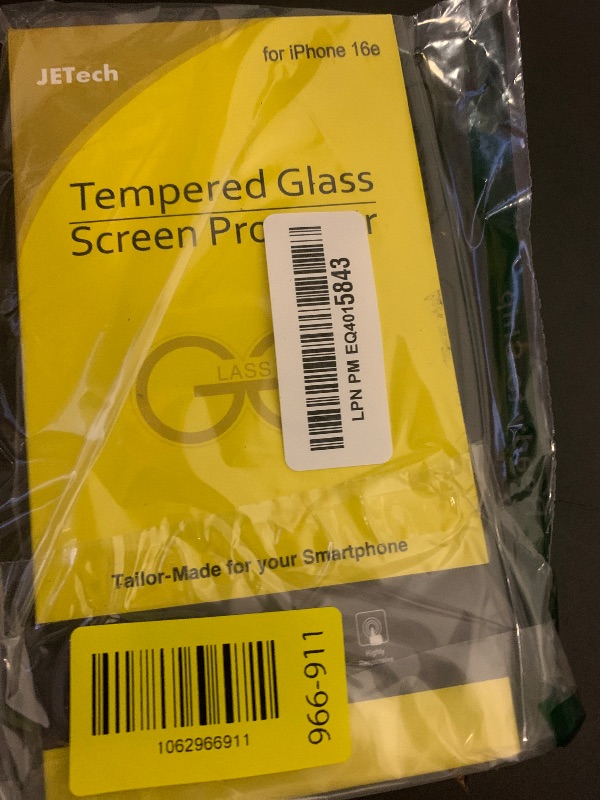 Photo 1 of JETech Full Coverage Screen Protector for iPhone 16e 6.1-Inch 2025, 9H Tempered Glass Film, Case-Friendly, HD Clear, 3-Pack