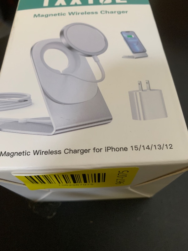 Photo 1 of Magnetic Wireless Charger Mag-Safe Charger for iPhone 15/14/13/12 Series Convertible Magnet Wireless Charging Stand/Pad with Dual Charging Ports 5ft Cable for iPhone and AirPods 2/3/Pro (No Adapter)