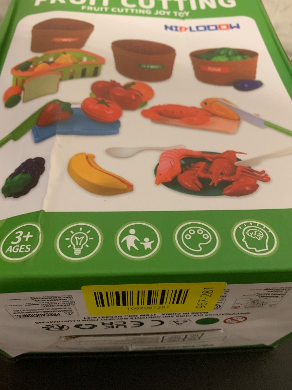 Photo 1 of NIPLOOOW Play Food Set for Kids, Toddler Learning Toys, Cutting Food Toy Color Sorting Set, Pretend Food Play Kitchen Accessories for Kids, Birthday Gifts for 3-8 Years old Boys Girls Educational Toys