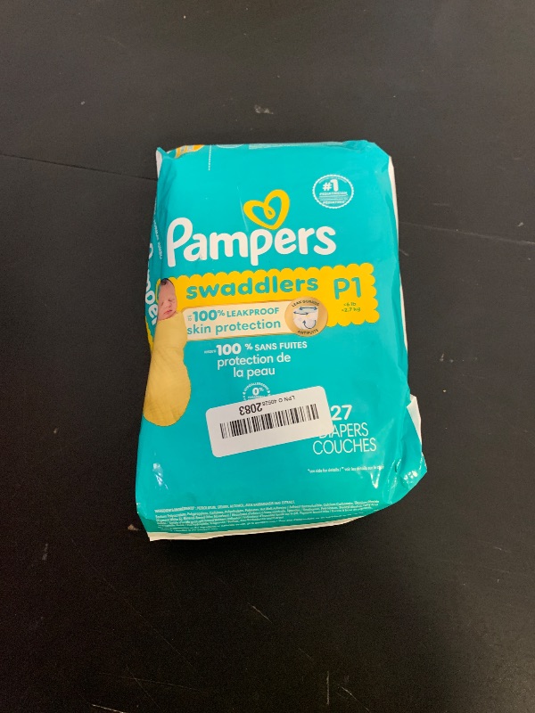 Photo 1 of Pampers Baby Diapers - Swaddlers - Size P1, 27 Count, Ultra Absorbent Disposable Preemie Diaper