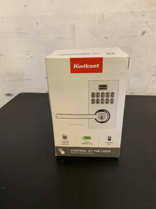 Photo 1 of Kwikset SmartCode 917 Keypad Keyless Entry Contemporary Residential Electronic Lever Lock Deadbolt Alternative with Halifax Door Handle and SmartKey Security, Polished Chrome