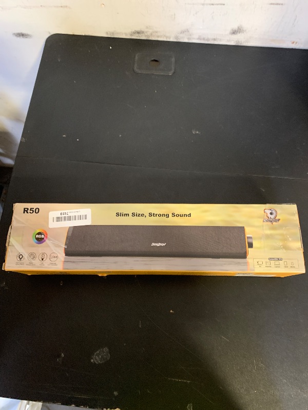 Photo 1 of SOULION R50 Bluetooth Computer Speakers, 3.5mm PC Sound Bar for Desktop Monitor, Wired USB Powered & Colorful LED Lights with Switch Button, Surround Sound Soundbar PC Spearkers for Computer