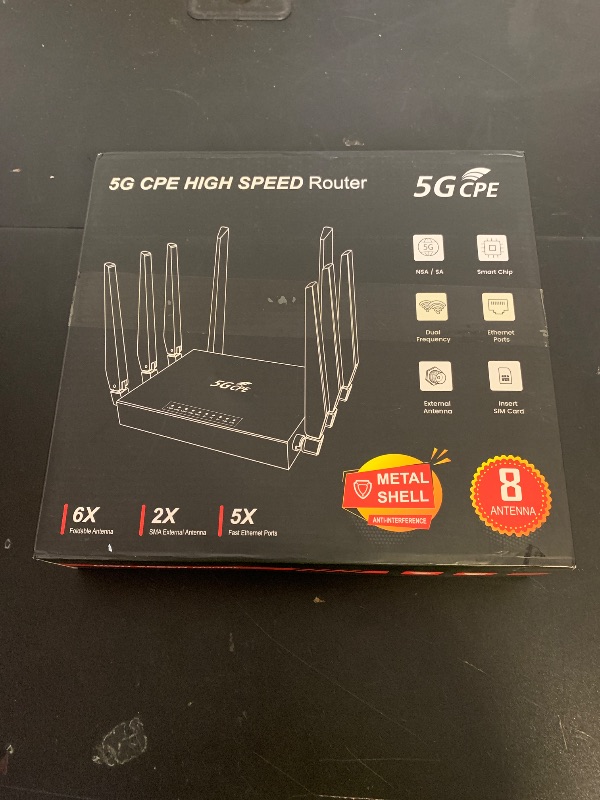 Photo 1 of Dpofirs 5G CPE 6 Router for Middle East, Asia, Africa, WiFi6 1000Mbps Gigabit Ethernet Network, 8 Antennas, Plug and Play with SIM Card Slot, Supports up to 20 Users, Black