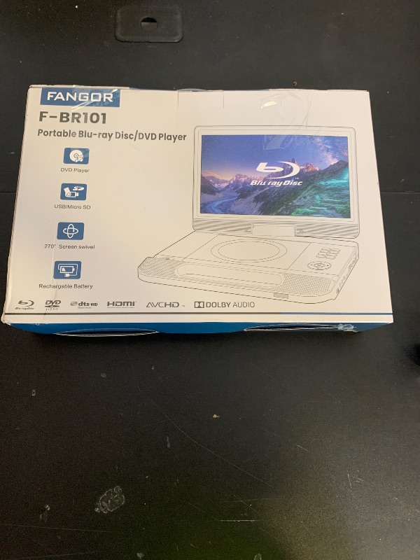 Photo 1 of FANGOR 12.5" 1080P Portable Blu-Ray Player with 10.5" HD Swivel Screen, HDMI Out & AV in, Multi Media Player, 5 Hours Rechargeable Battery, Supports USB/SD Card, Last Memory