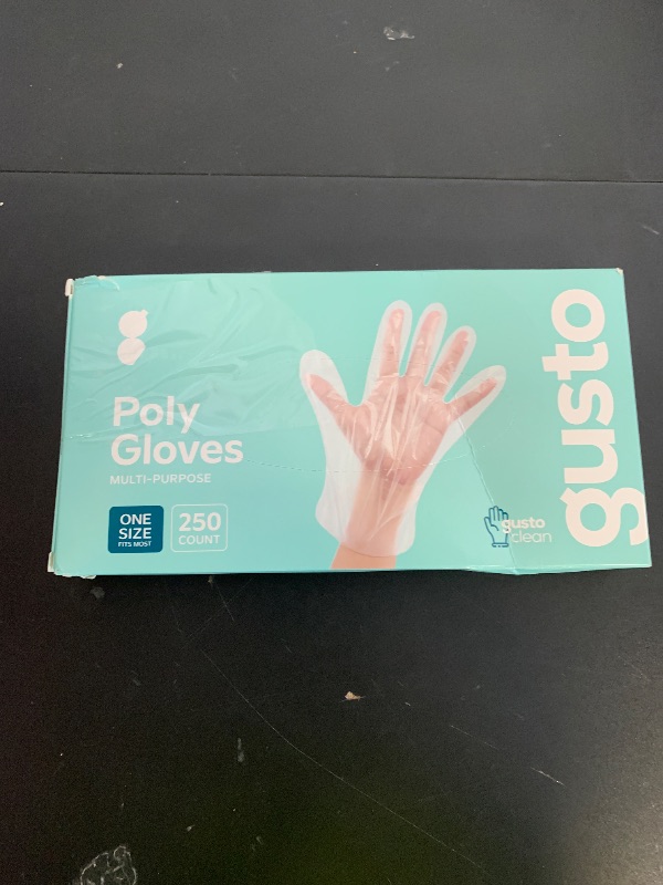 Photo 1 of Comfy Package [250 Count Disposable Poly Plastic Gloves for Cooking, Food Prep, and Food Service, Latex & Powder Free - One Size Fits Most
