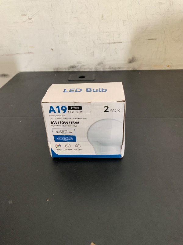 Photo 1 of UNILAMP 3 Way LED Light Bulbs, 30/70/100W Equivalent, Daylight White 5000K, A19 Three Way Light Bulbs with E26 Medium Base, 2 Pack for Desk and Floor Lamps